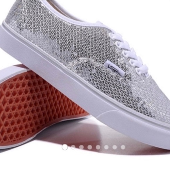 silver sequin vans shoes
